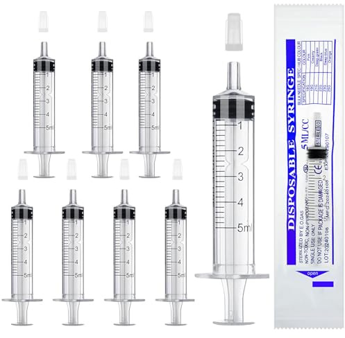 winbest spruta 5 ml, 32 stycken individuellt paket plastspruta med lock plastspruta utan nål återanvändbar spruta för vätskemätning och dispensering, djurfoder, växtbevattning