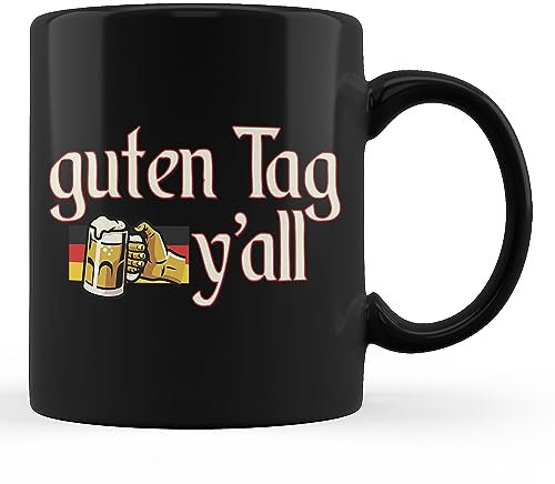 Coffee Mug Funny Beer Guten Tag Y'all Wurstfest Maifest Premium Black Black Work Mug Coloured Ceramic Cup Funny Tea Cup for Kitchen Accessories Anyone Teacher 330ML