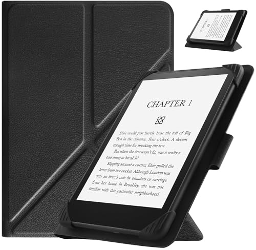 HGWALP Funda Universal para 6.8 7 Paperwhite eReaders, Funda Folio Stand Soporte con Correa Compatible con 6.8 Pulgadas 7 Pulgadas Paperwhite Kindle/Kobo/Voyaga/Lenovo/Sony E-Readers-Black