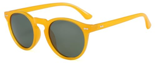 Long Keeper Runde Polarisierte Sonnenbrille Herren Damen Retro Sonnenbrille Rund Klein Klassisch Vintage Runde Brille Polarisiert UV400 Schutz, 48mm