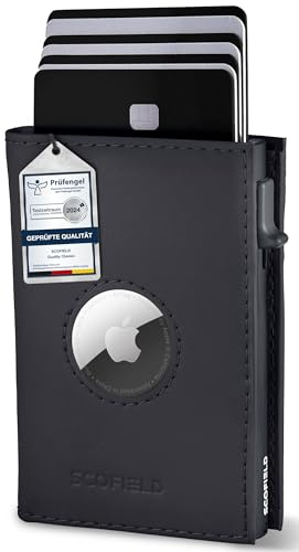SF SCOFIELD | Airtag Wallet Herren | Airtag Geldbeutel RFID - Schutz | Geldbörse für 9-10 Karten | Portmonee Herren | Portemonnaie | Kartenetui für Apple Air Tag | Wallets for Men Klein