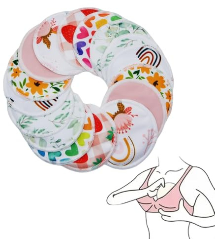 Asenappy 8 pcs(4 Pairs) Random Prints Breast Pads for Nursing Mothers, Reusable and Washable (8pcs Random Prints)