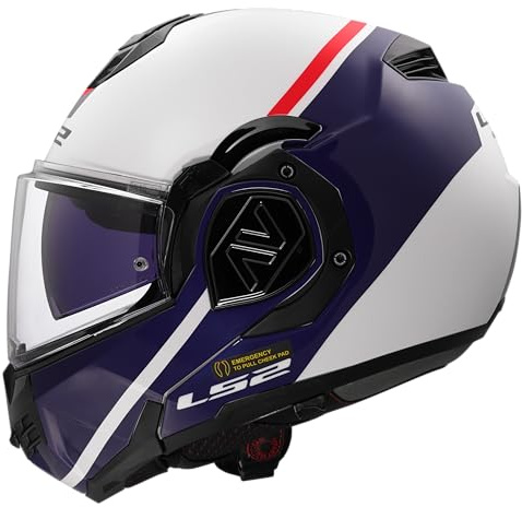 LS2, Modularer Motorradhelm ADVANT SWIPE Gloss White Blue, M