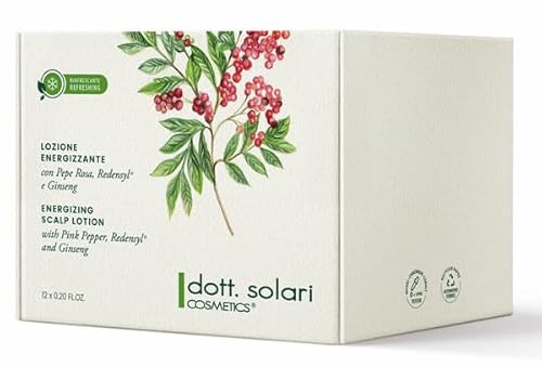 Dott. Solari Lozione Energizzante per Cuoio Capelluto, 12 Fiale da 6 ml, con Estratti di Pino Rosso, Radermachio e Ginseng