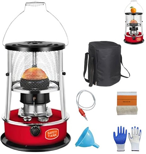 Paraffin Heater, 4.5L Kerosene Stove Heater(Lasts 16-21h),7800-8900BTU/H Ndoor Heating Stove Camping Stove Heater, 360° Surround Heating Kerosene Stove,Suitable ForIndoor Outdoor red