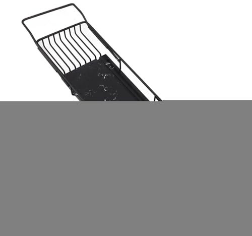 Marmor-Badewannen-Caddy mit ausziehbaren Seiten, Edelstahl-Dusch-Caddy für Badezimmer, Metall, Badewannenablage, Nizer (schwarz)
