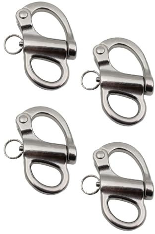 4 Pack Snap Shackle, 35mm Stainless Steel Quick Release Fixed Snap Anchor Shackle Rigging, Multifunctional Eye Snap Shackle for Sailboat Yacht Boat
