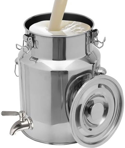Adima 201 Secchio Bricco per latte in acciaio inox Tote Jug Con Rubinetto E Coperchio Sigillato Contenitore da Trasporto in Acciaio Inossidabile per Il Trasporto Del Latte,18L