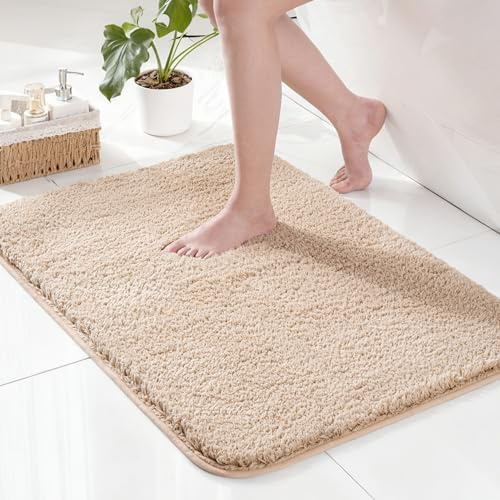 Exclusivo Mezcla Tapis de Bain en Microfibre - Antidérapant, Absorbant et Extra Doux, Séchage Rapide et Lavable en Machine, pour Salle de Bain, Douche et Déco, 40 x 60 cm, Uni Camel