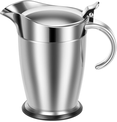 Gravy Boat with Lid, 750ml Stainless Steel Gravy Jug Double Insulated Sauce Jug for Gravy, Butter, Maple Syrup