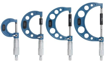 Micrómetro, Micrómetro Precisión 0.01mm Acero de acero exterior 3 / 4pcs 0-25 50/75 100mm Herramienta medición diámetro(4pcs set)