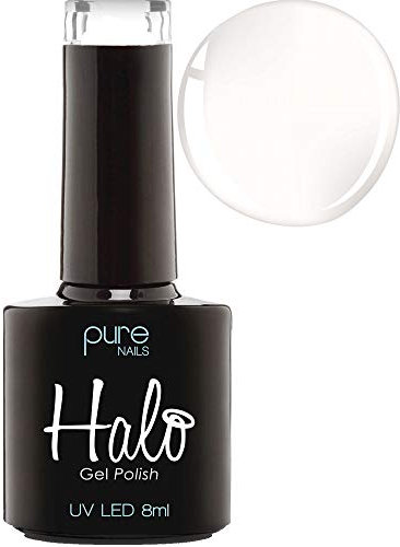 Halo Gel Polish 8ml - French White. UV/LED Gel Nail Polish, Long Lasting & Easy To Apply. Nail Art Colours For Manicure & Pedicure. Gel Polish For Professional & Home Use.