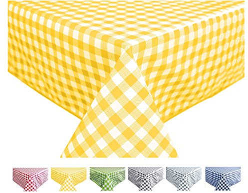 Wachstuch Tischdecke Abwaschbar Eckig 140 x 180 cm Kariert Karo Gelb