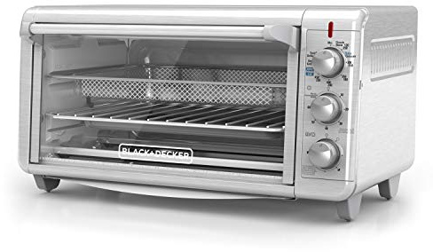 BLACK+DECKER Crisp 'N Bake Air Fry Countertop Convection Toaster Oven, XL Capacity, 8-Slice, 5-in-1, Fits 9” x 13” pan,12” Pizza, 60-Min Timer, Bake, Broil, Air Fry, Toast, Keep Warm, Stainless Steel