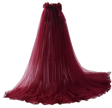 GRACEART Jupe Longue de Mariée en Tulle pour Femme avec Nœud pour Mariage (Vin Rouge)