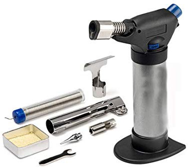 Gmjay Flamme Réglable de Briquet de Butane de Cuisine de Chalumeau avec La Serrure de Sécurité Appropriée Au Soudage/Dissolution/Cuisson/Extérieur