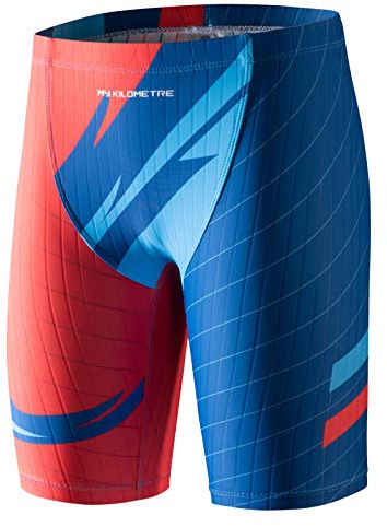 MY KILOMETRE Boys' Jammer Swimsuit with Drawstring Training Swimwear for Kids Endurance Boys Youth Swim Shorts Kids Swimsuit Red