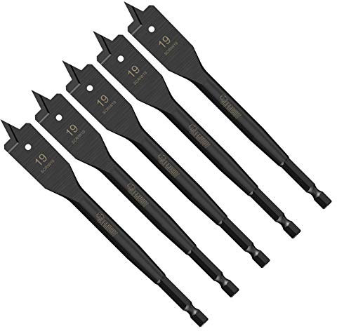 5 x SabreCut SCRIW19_5 19mm x 152mm Impact Rated Flat Wood Spade Bits for Softwood Hardwood Chipboard