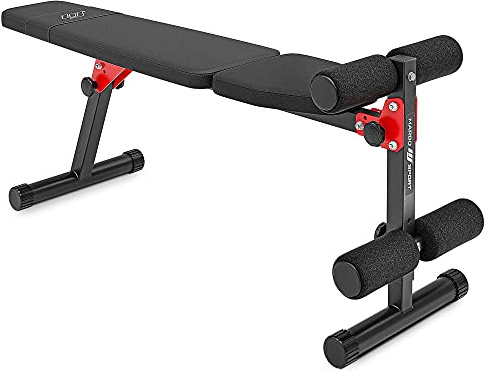 Marbo Sport, Tryckbänk, hantelbänk, träningsbänk MH-L104, pressbänk, viktbänk, justerbar bänk, gym multifunktion, vikbar EU 107815-TR svart