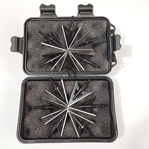 ZZUUS 12Pcs 100 Grain Sharp Broadheads 2 Blade 1 2-Zoll-Bogen Bogenschießen Jagd Bogen Pfeilspitzen + Broadheads Box für Armbrust Recurve Bow und Compound Bow