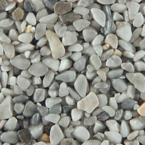 Terralith Steinteppich Marmor Komplett-Set für 1qm - Körnung: mittel - 4-6mm mit Polyurethan Bindemittel - für Außen in grau (nebula)