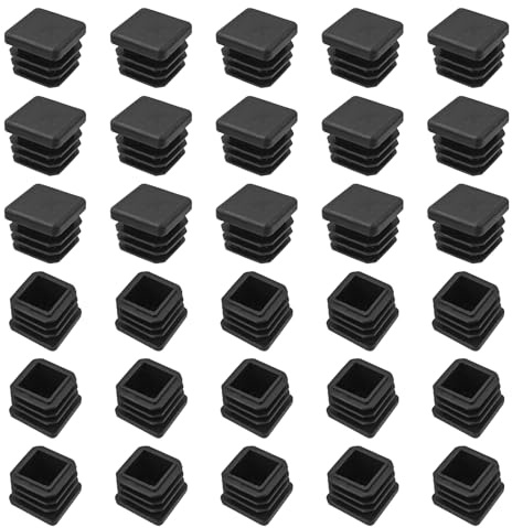SyiXute 30 Stück Quadrat-Rohrstopfen,20 x 20 mm Lamellenstopfen für Vierkantrohr,Kunststoff Fußkappen Schwarz Quadratstopfen für Quadratrohr Vierkantrohr