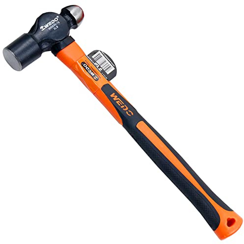 WEDO Kugelhammer mit Fiberglasgriffen 1,4 kg, Schlosserhammer | Ingenieurhammer, stoßfest, rutschfester Griff, langlebig, für Blechverarbeitung, Maschinenmontagen und Reparaturen