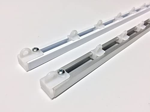 GLOBALCORPORATION Binario per tende a soffitto in alluminio bianco e argento con scorrevoli da interno bastone per tendaggi moderni scorrimento manuale strappo completo (150 Centimetri, BIANCO)