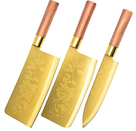 Coltello da cucina in acciaio inox Coltello da cucina Set di coltelli Set di carota a pezzi Clipiere Affettatura Fiore Veins Coltello Forbici Screisser Asta coltelli (Color : 3 Pcs Set)