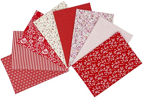 Jukway 8 stycken bomullstyg, metervara, 50 x 50 cm, 100 % bomull tyg, lapptäcke, tygpaket, tygrester, gör-det-själv, bomullshandduk med olika mönster, tyger för sömnad, quiltning, dekoration, hantverk