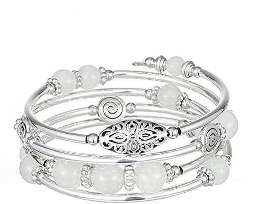 FULU AUTUMN Damen Boho Armband mit Mehrschichtiges Perlen Silber Wickelarmband Modeschmuck Geschenke zum Geburtstag und Muttertag für Frauen