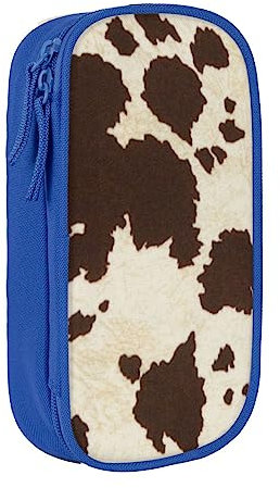 VGFJHNDF Federmäppchen mit Kuhfell-Aufdruck, Stiftebox, Organizer für Büro, Uni, Schule, Erwachsene, Teenager, Mädchen, Jungen, schwarz, blau, Einheitsgröße, Make-up-Tasche