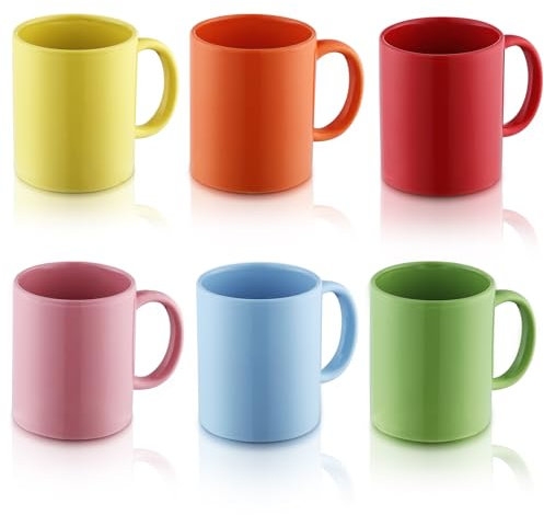 Evanda Servizi da caffè 6 pezzi, tazze grandi da 350 ml per caffè, tè e brulè, lavabili in lavastoviglie (colore misto)