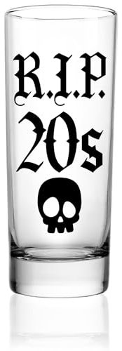 JUSTOTRY 30th Birthday Shot Glass - RIP 20s Birthday Gifts for Her 2oz Shot Glass Best 21 Birthday Decorations Gifts Ieda for Women 21 Decorations (black)