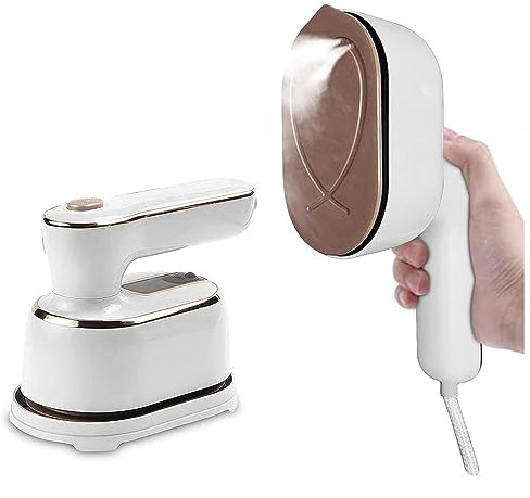 Mini Plancha Para Ropa Plegable, Plancha De Vapor Portátil Plegable con Asa Plegable Giratoria,100W y 100ml, Planchas De Ropa Vapor Baratas Doble Uso Para Seco Y Húmedo,White