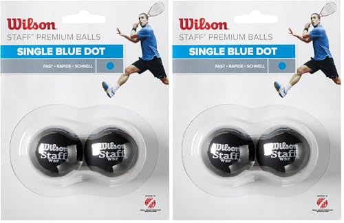 Wilson WRT617500 Balle de Squash, Staff, 2 Pièces, Bleu, Mixte Adulte, Noir, Taille Unique