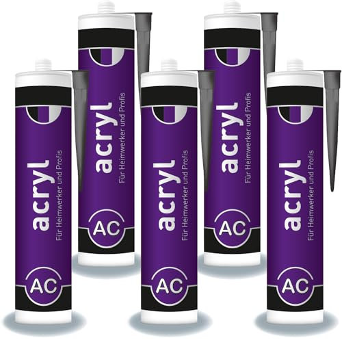 Maler-Acryl 310 ml Kartusche grau, Dichtstoff überstreichbar, universell einsetzbar im Innen-Bereich, Abdichten von Fenster, Türen und Sockelleisten