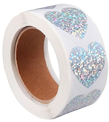 Amosfun 2rollen Selbstklebende Glitzer-sticker Für Dekoration Mit Herzförmigen Design Sealing Sticker Für Partys Und -projekte Langlebig Und Kreativ Sicheres Papiermaterial