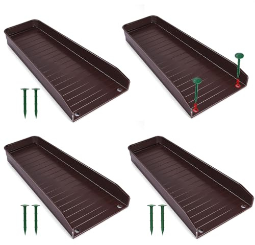 Creative.C 4 Pack Gutter Downspout Extensions,Rain Gutter Downspout Splash Block,Downspout Diverter,Down Spout Drain Extension,Gutter Splash Prevention Device for Cement Floor Lawn Ground (Brown)
