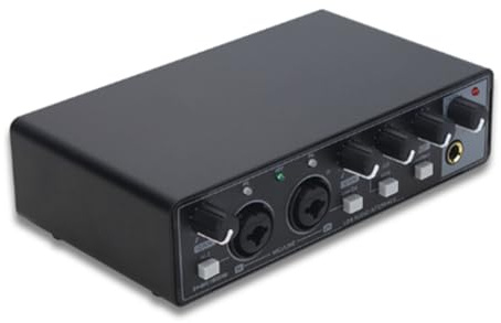 Biwwubik Interface audio professionnelle, carte son, alimentation fantôme, guitare électrique, mixeur, table de mixage, studio, enregistrement en direct, , installation facile, facile à
