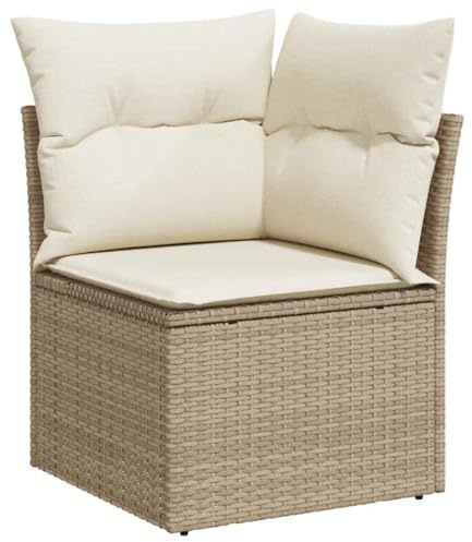 vidaXL Sillón de Esquina de jardín con Cojines ratán sintético Beige