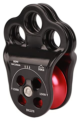 Keenso Puleggia Singola da Arrampicata 30KN, Puleggia con Cuscinetto da Arrampicata a Tre Fori per Arrampicata su Roccia