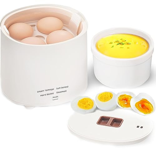 Electric Egg Cooker - Rapid 4 Egg Capacity Poacher with Auto Power-Off, Beep Alarm - Soft & Hard Boiled Eggs - Electric Egg Boiler for Quick Breakfasts