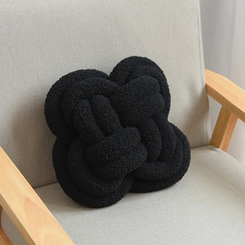 champracer Knotenkissen, geflochtenes Seitenschläferkissen, Knoten Kopfkissen Geknotetes Dekoratives Kissen, Dekoratives Kissen für Sofa, Bett, Dekorativ, Knotenkissen (Schwarz)
