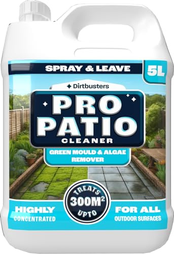 Dirtbusters Pro Patio Cleaner Algae & Mould Remover Concentrate (5L), Spray And Leave Moss Remover & Decking Cleaner Formula For Fence, Brick, Slab & All Types Of Outdoor Surfaces