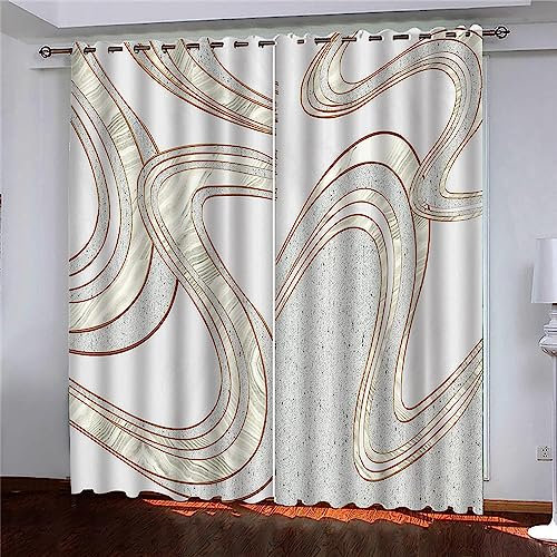 Verdunkelungsvorhänge Kräuselband Abstrakte Goldene Linien Set Kindergardinen Mädchen Verdunkelungsvorhänge Mit Ösen Blickdichter Kinderzimmer Schlafzimmer Vorhang-6P0W7A7C9E6