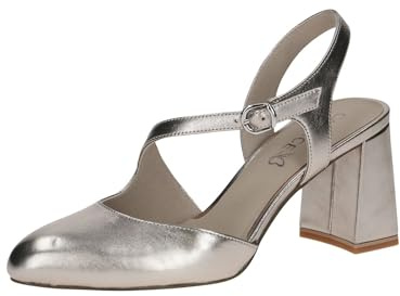 CAPRICE Slingpumps för kvinnor med trapetsklack, Tygransfärgad metallisk, 37.5 EU