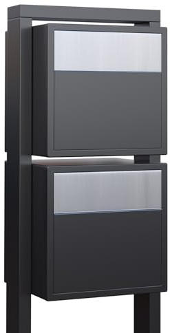 Système de boîte aux lettres Soprano for Two anthracite avec rabat en acier inoxydable