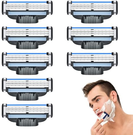 8er Pak Rasierer Klingen,Rasierklingen für Nassrasierer Herren,3-Lagige Rasierklingen,Rasierer Kompatibel mit Mach 3 für Eine Schnelle und Gründliche Rasur,für Nassrasierer