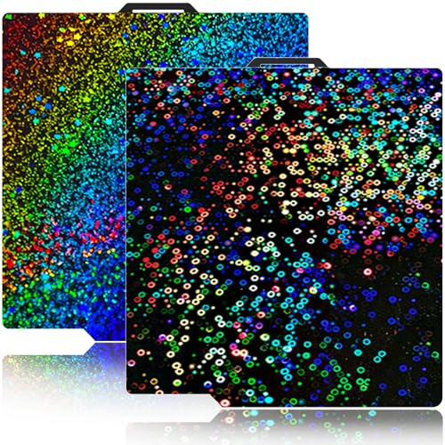Wefuit Plaque de construction Bambu 257 x 257 mm pour imprimante 3D Bambu Lab X1/X1C/X1E/P1P/P1S/P2S/A1, Bambu Lab P1P/P1S/X1/X1C/X1E/A1, plate-forme amovible en acier (PEY-Circle + PEY-Starry)